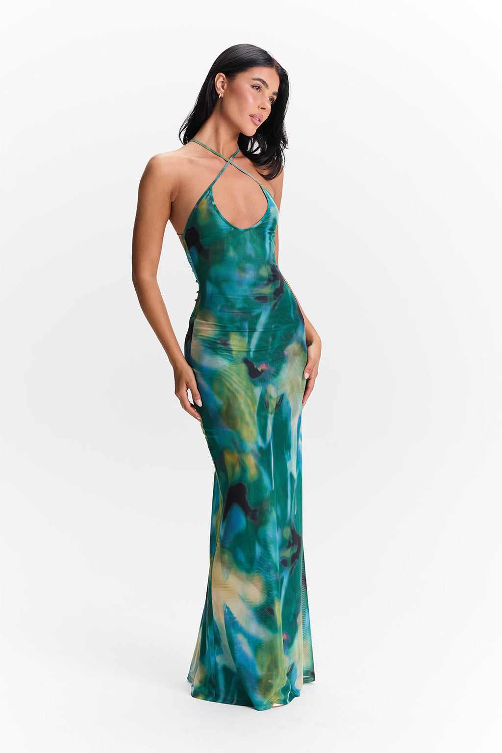 VERONIKA | Maxikleid mit Abstraktem Blumenmuster