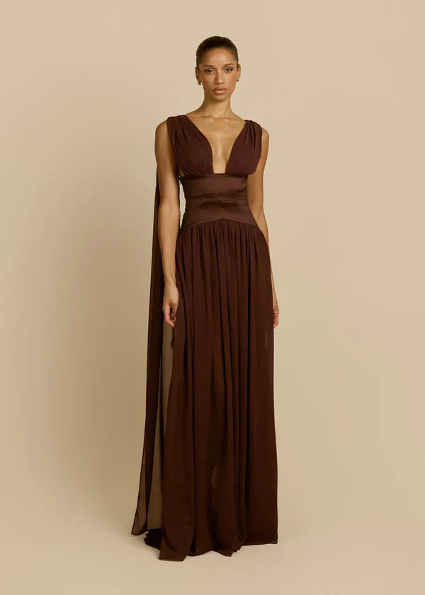 TABEA | Maxikleid mit Tiefem Ausschnitt