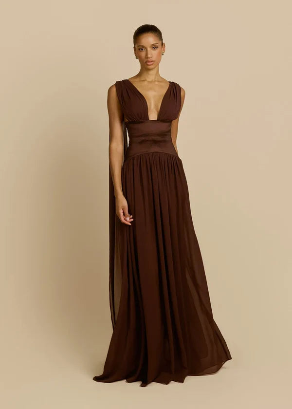 TABEA | Maxikleid mit Tiefem Ausschnitt