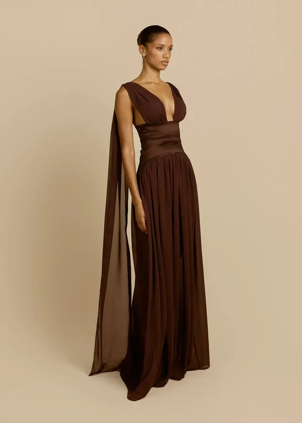 TABEA | Maxikleid mit Tiefem Ausschnitt