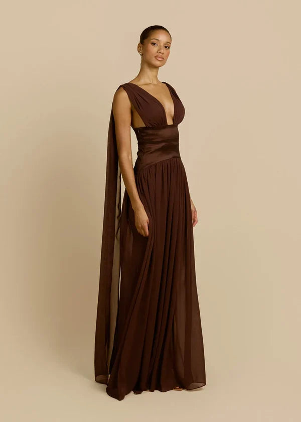 TABEA | Maxikleid mit Tiefem Ausschnitt