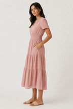 SINJA | Maxikleid mit Smokbund und Stufenrock