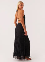 SANDRA | Chic Maxikleid mit Halterneck-Ausschnitt