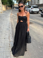 DARIA | Maxikleid mit Eckigem Ausschnitt und Cut-out