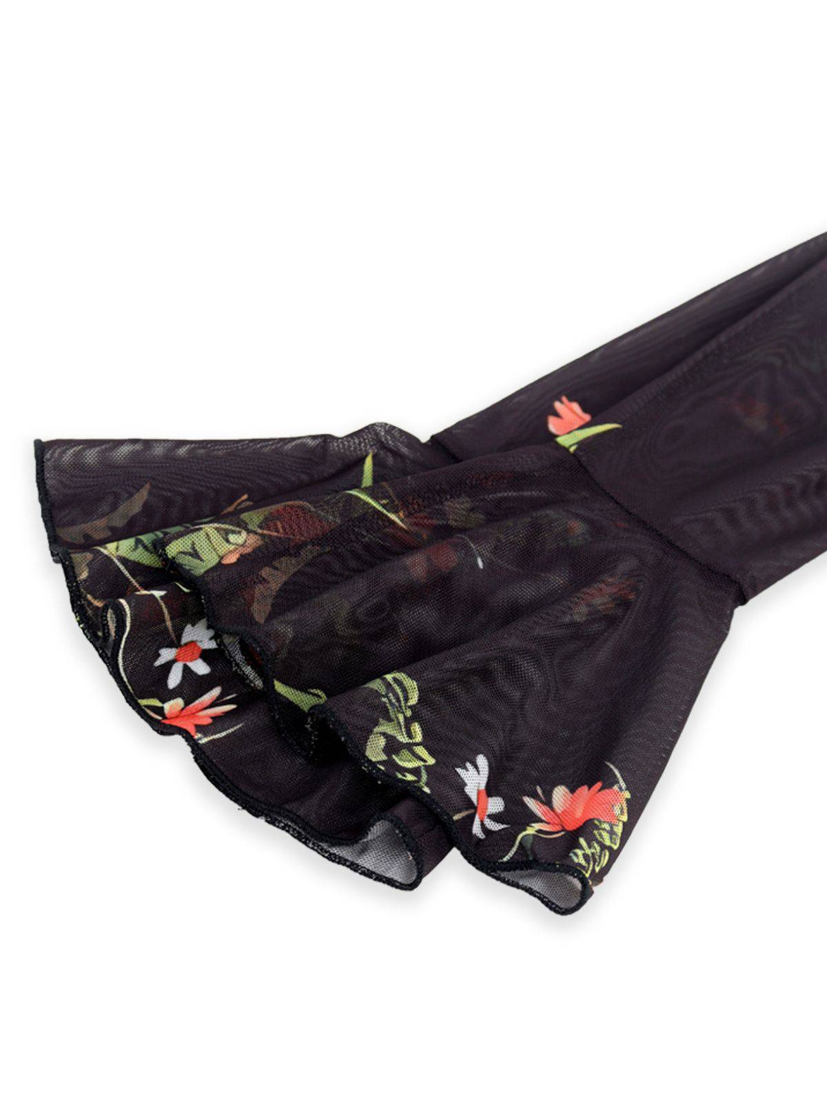 VIDA | Maxikleid aus Mesh mit Blumenprint