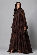 FILINA | Maxikleid mit floraler Spitzen-Überlage