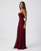 ENIE | Maxikleid mit Gerafftem Eckigem Ausschnitt