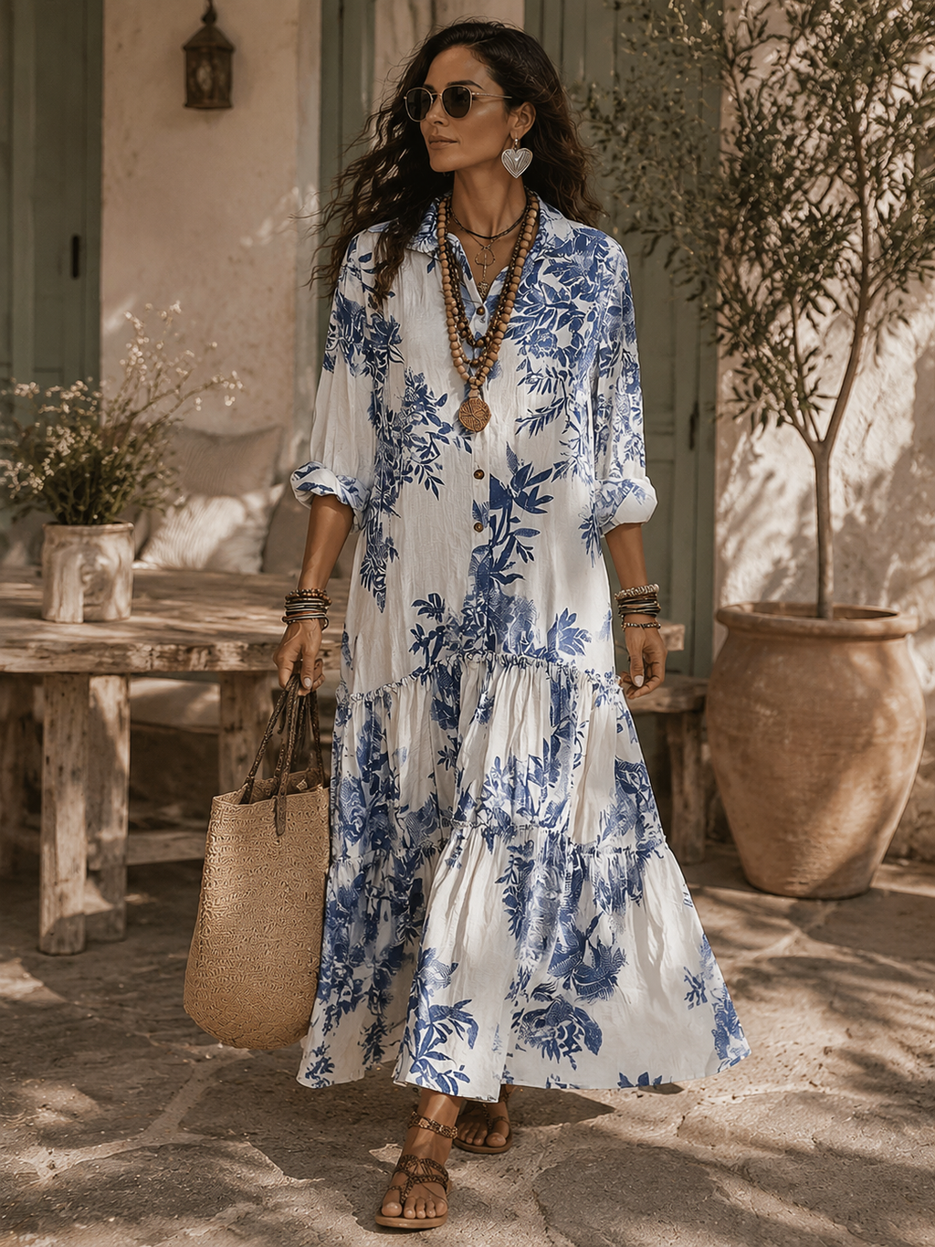 LIOBA | Boho-Maxikleid mit Blumenmuster