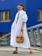 PHOEBE | Midi-Kleid mit Voluminösen Ärmeln