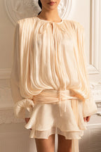 ROMY | Mini-Kleid mit Drapierten Langen Ärmeln