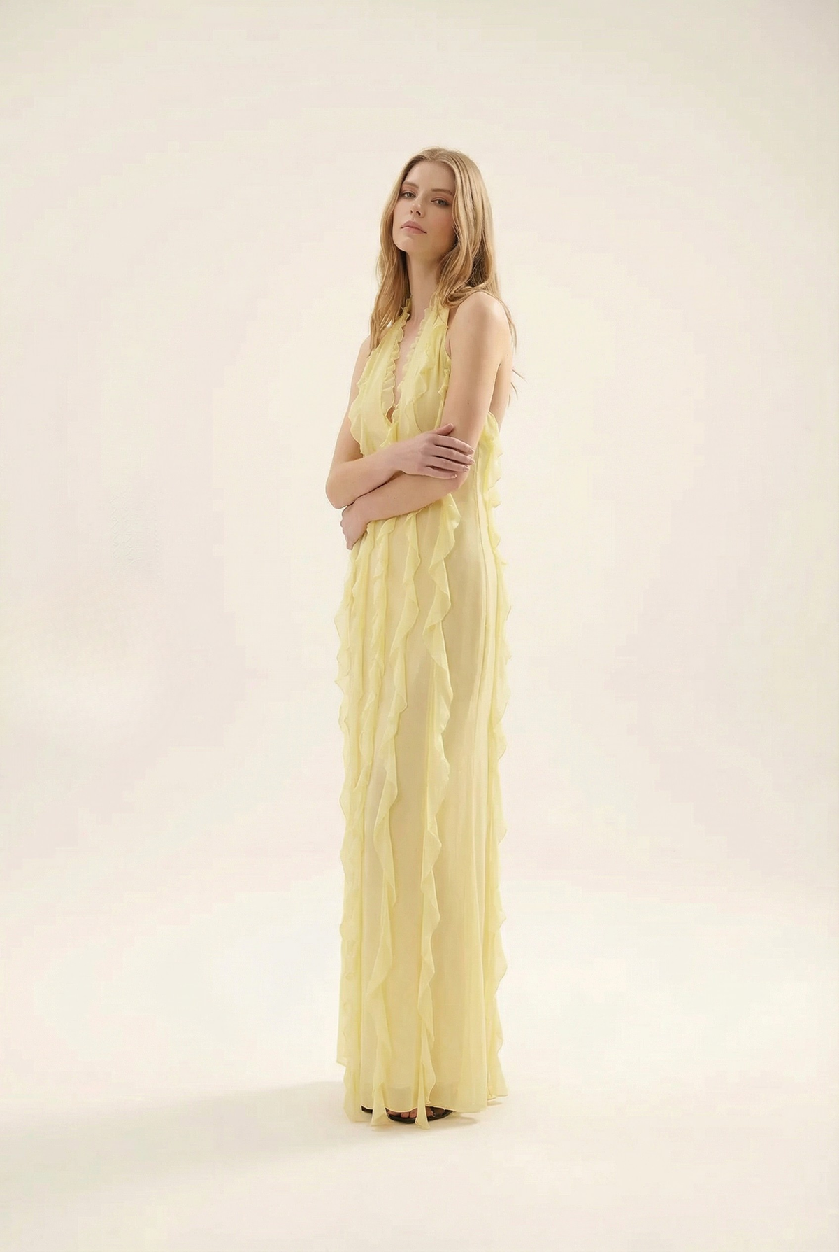 ESMEE | Fließendes Maxikleid mit Volant-Details