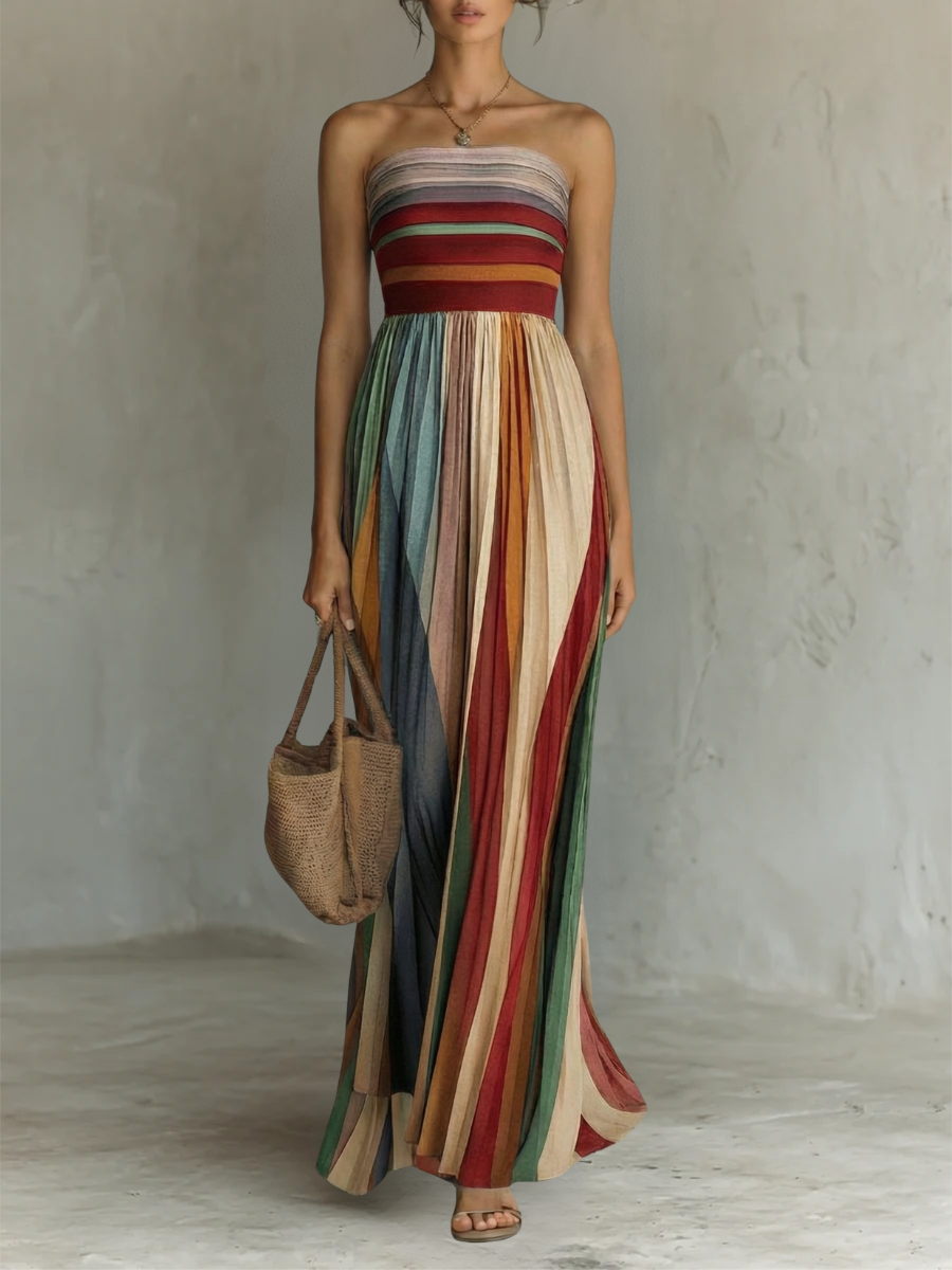 Lina | Farbenfrohes Ärmelloses Maxikleid