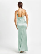 SARAH | Verziertes Satin Maxi Kleid
