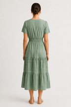 SINJA | Maxikleid mit Smokbund und Stufenrock