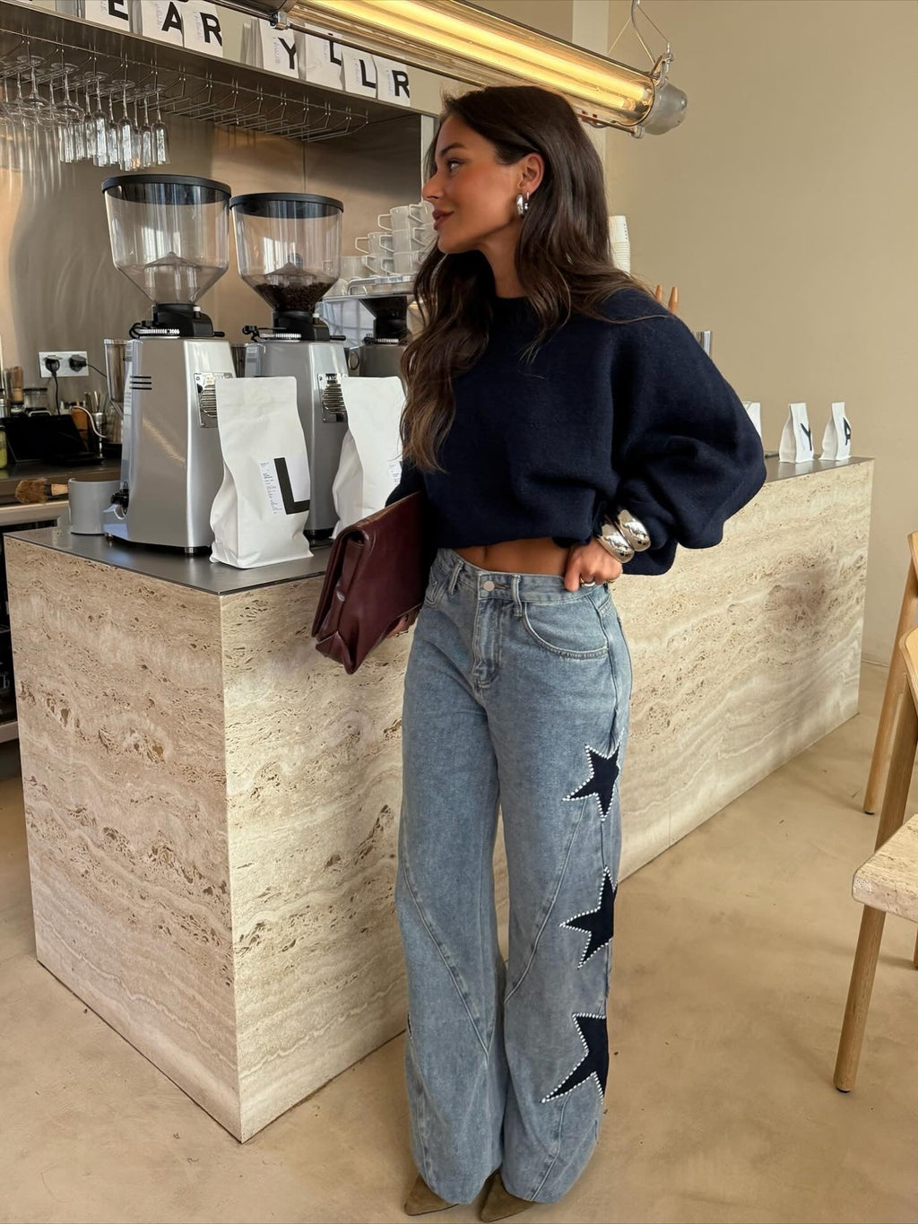 MEGAN | Wide-Leg-Jeans mit Sternen