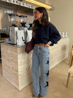 MEGAN | Wide-Leg-Jeans mit Sternen