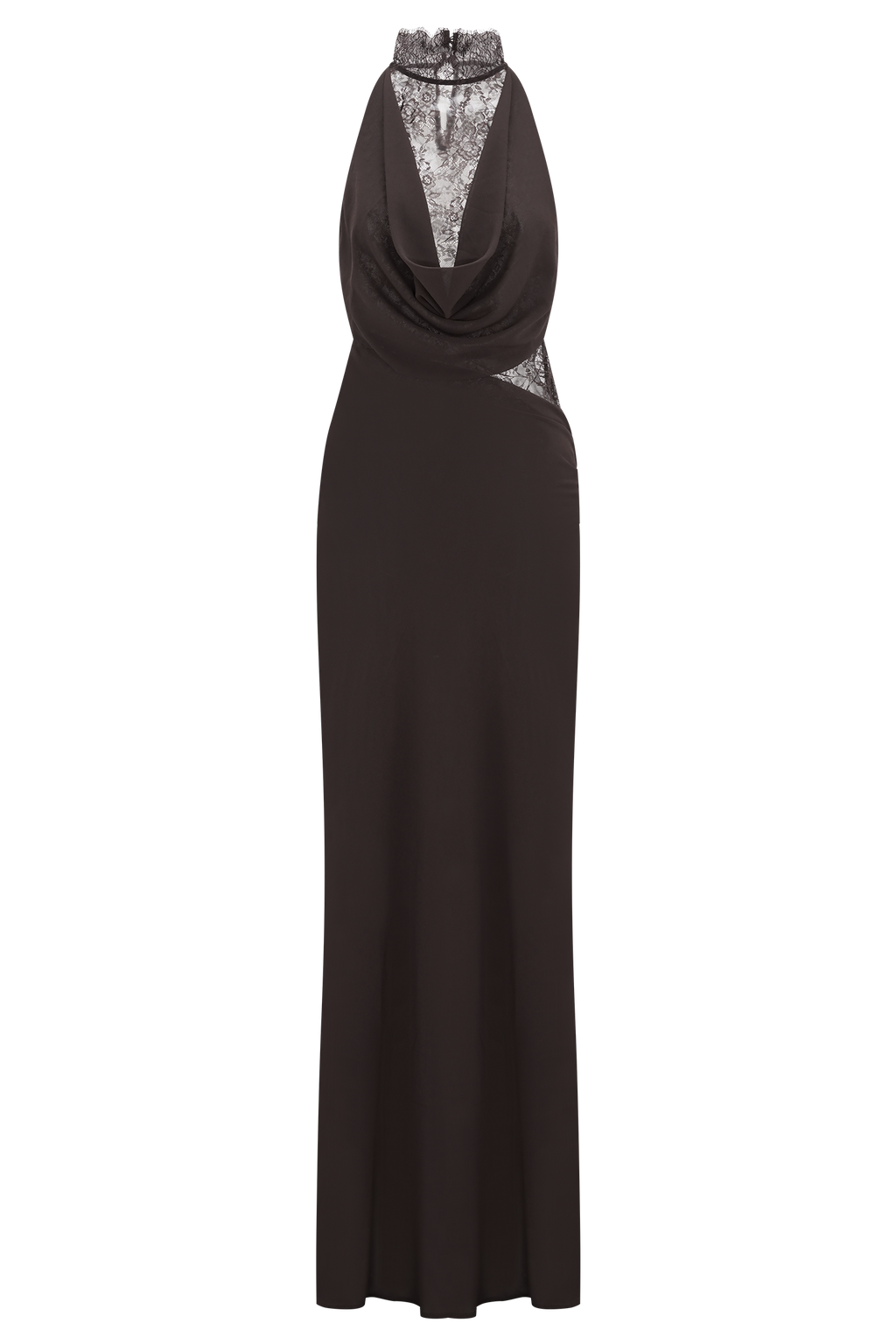 ISALIE | Halterneck-Maxikleid mit Spitzeneinsatz