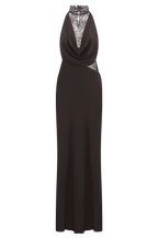ISALIE | Halterneck-Maxikleid mit Spitzeneinsatz