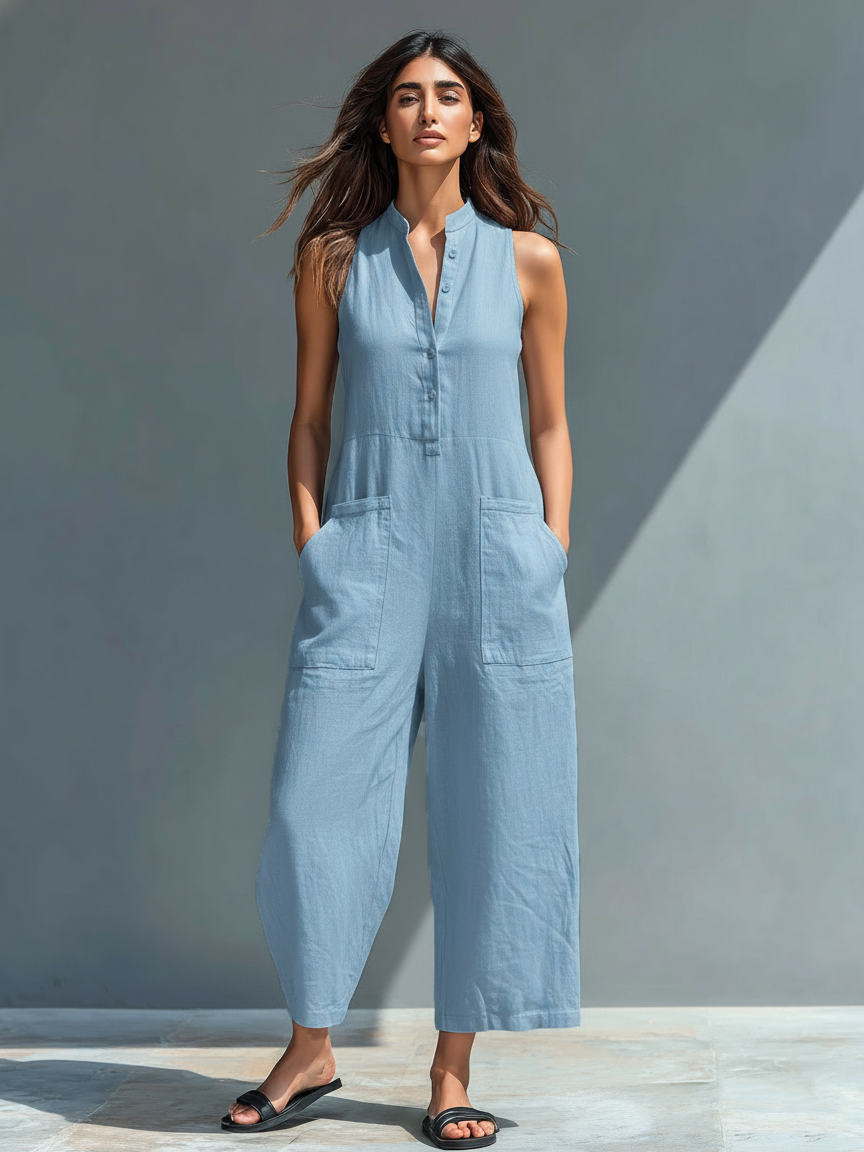 HERMINE | Ärmelloser Leinen-Jumpsuit