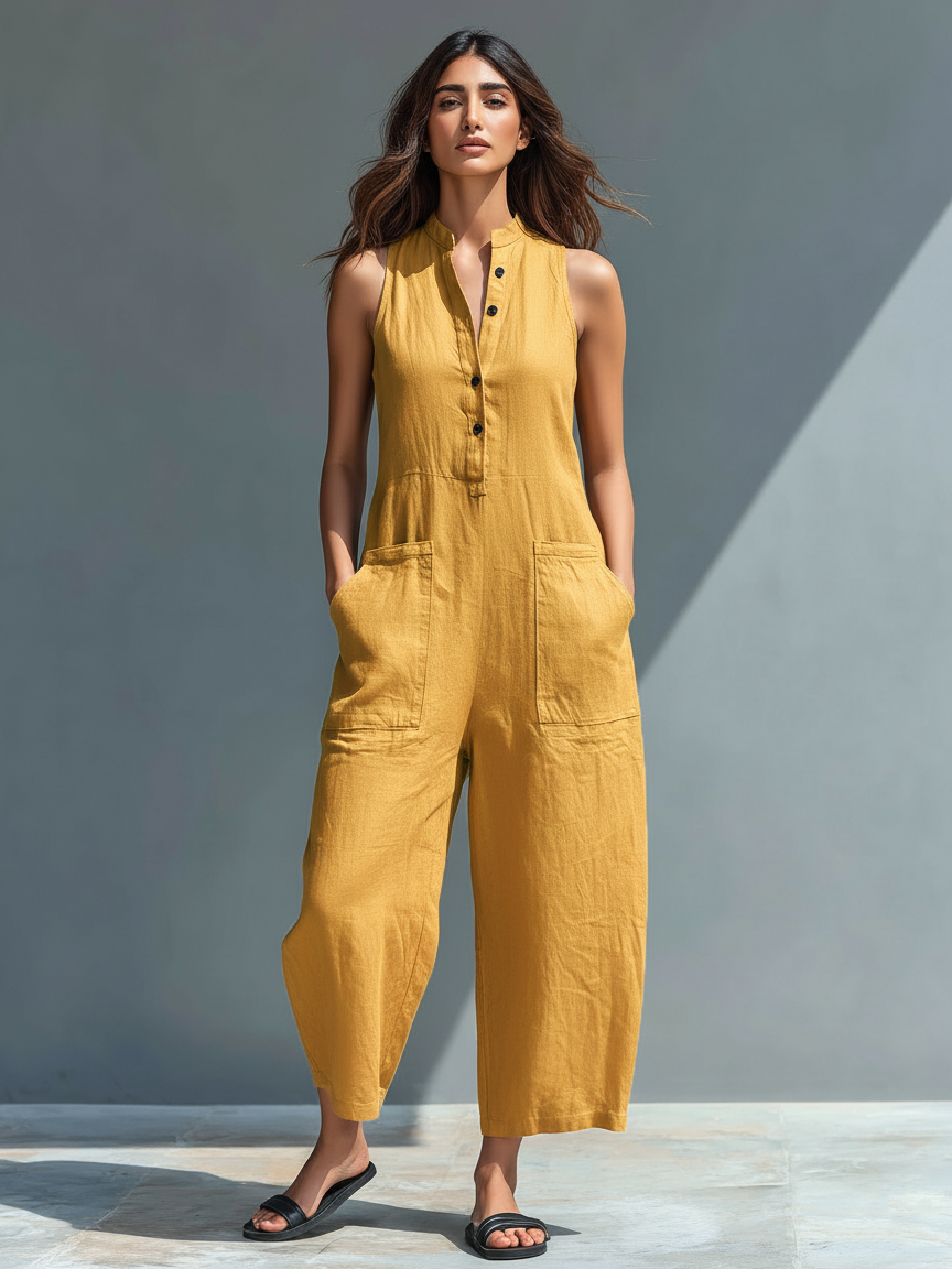 HERMINE | Ärmelloser Leinen-Jumpsuit