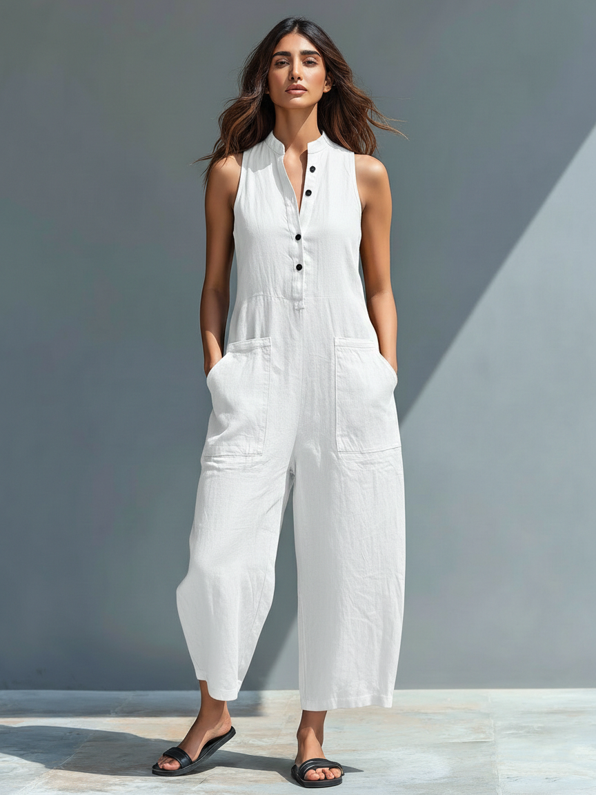 HERMINE | Ärmelloser Leinen-Jumpsuit