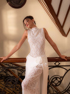 SAMIRA | Drapiertes Maxikleid mit Spitze