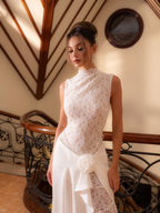 SAMIRA | Drapiertes Maxikleid mit Spitze