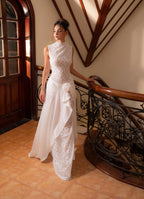 SAMIRA | Drapiertes Maxikleid mit Spitze