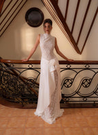 SAMIRA | Drapiertes Maxikleid mit Spitze