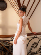 SAMIRA | Drapiertes Maxikleid mit Spitze