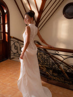 SAMIRA | Drapiertes Maxikleid mit Spitze