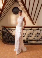 SAMIRA | Drapiertes Maxikleid mit Spitze