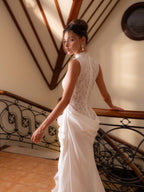 SAMIRA | Drapiertes Maxikleid mit Spitze