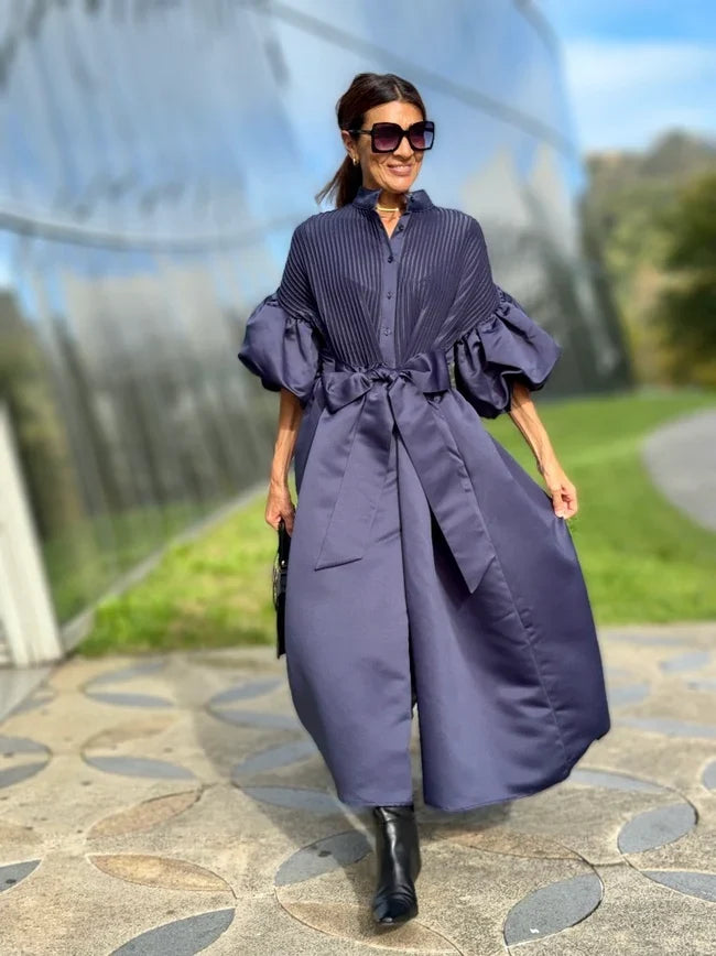 PHOEBE | Midi-Kleid mit Voluminösen Ärmeln