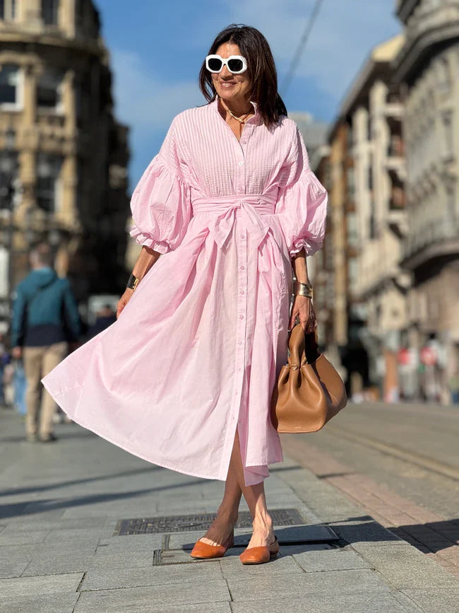 PHOEBE | Midi-Kleid mit Voluminösen Ärmeln
