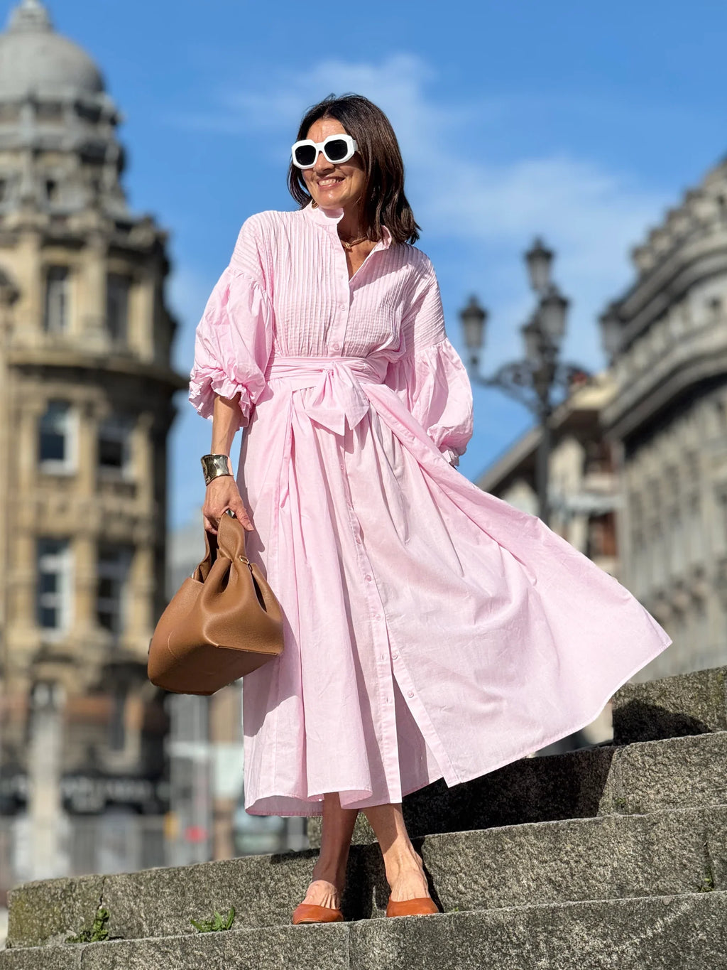 PHOEBE | Midi-Kleid mit Voluminösen Ärmeln
