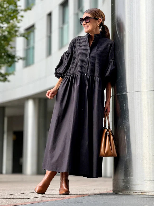 PHOEBE | Midi-Kleid mit Voluminösen Ärmeln