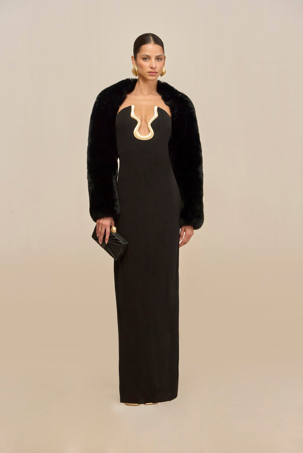 NELEA | Maxikleid mit Kontrastbesatz