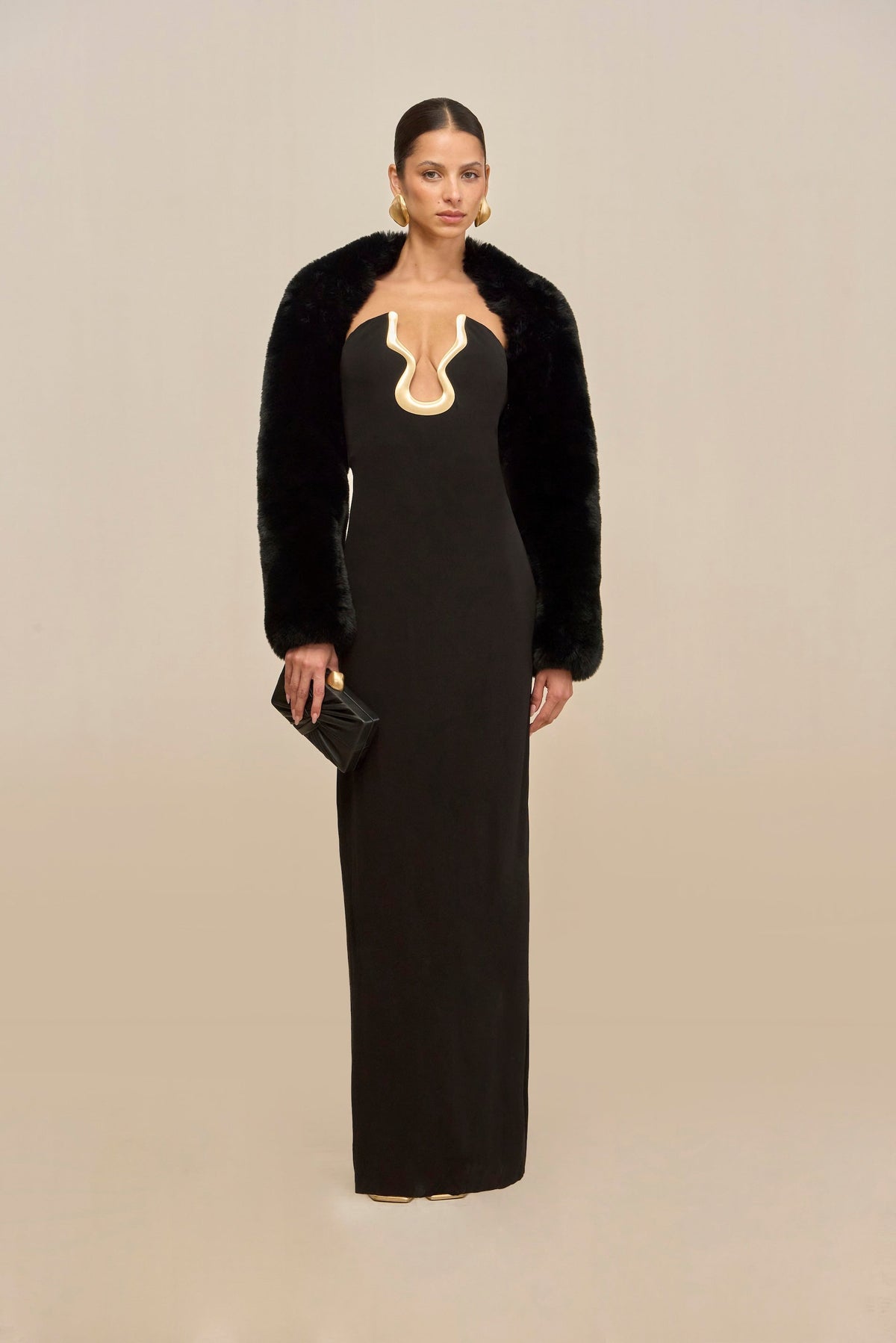 NELEA | Maxikleid mit Kontrastbesatz