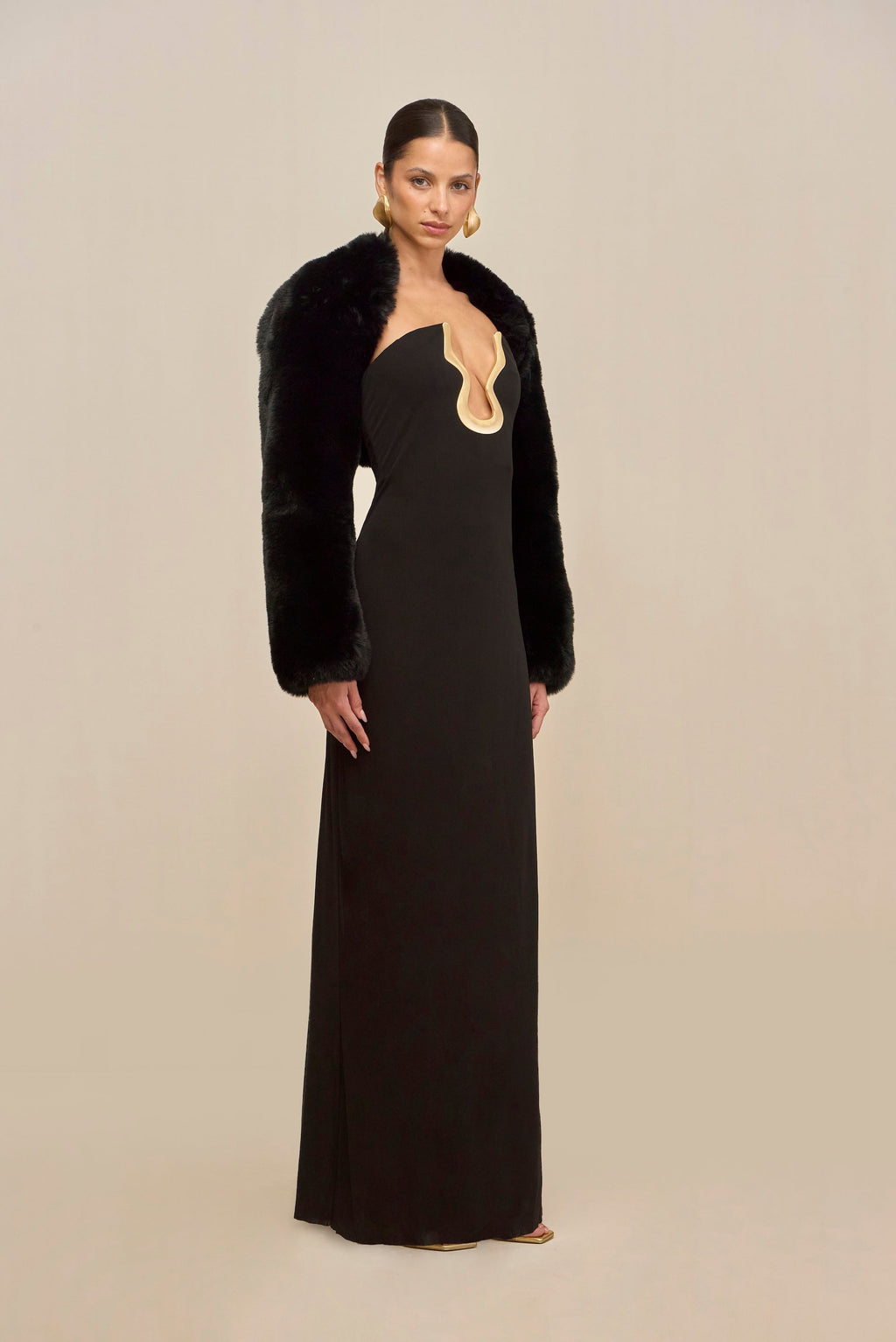 NELEA | Maxikleid mit Kontrastbesatz