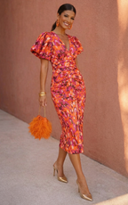 DENISE | Midi-Kleid mit Puffärmeln