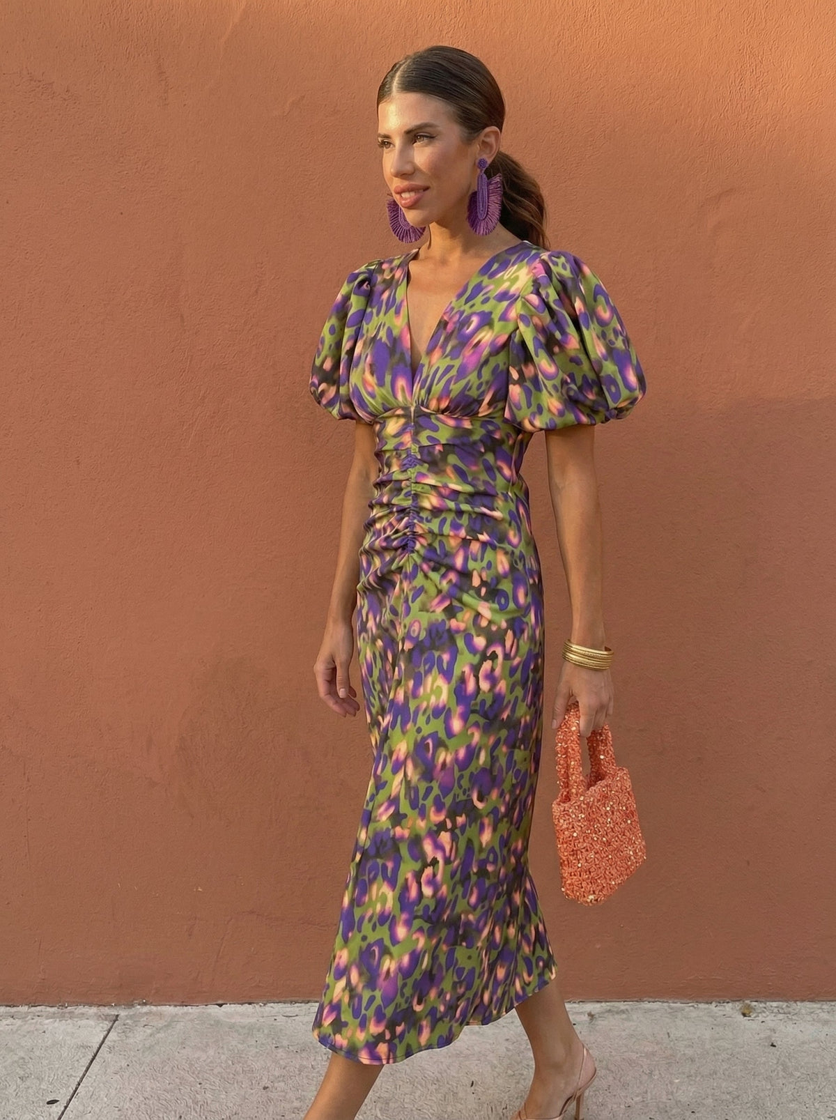 DENISE | Midi-Kleid mit Puffärmeln