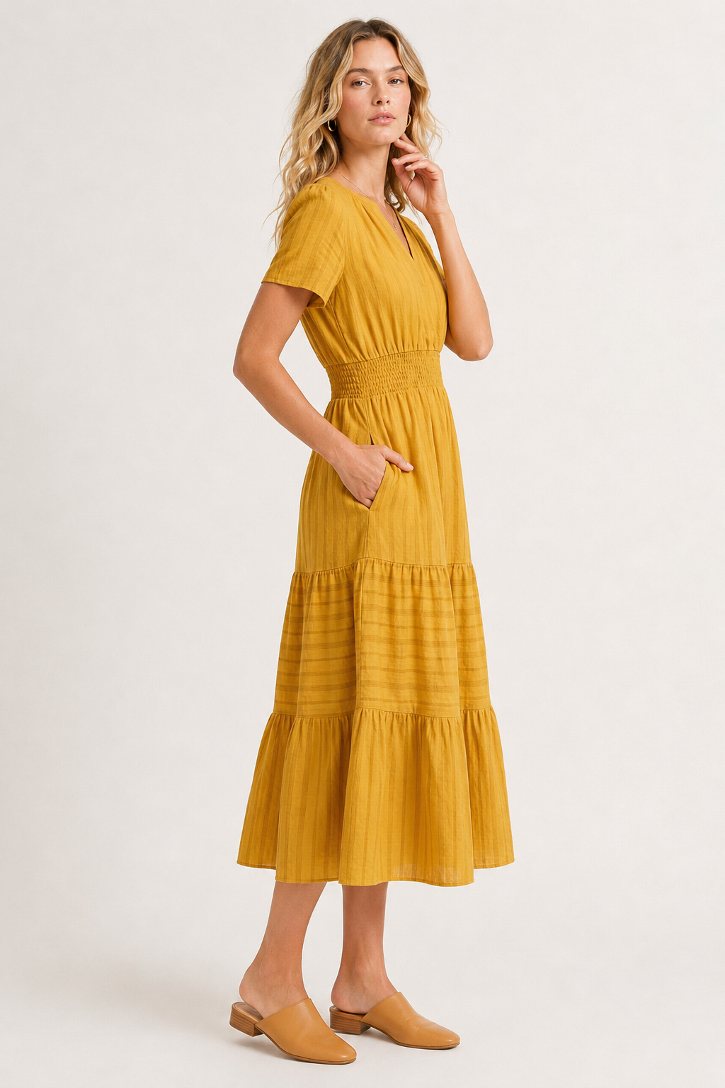 SINJA | Maxikleid mit Smokbund und Stufenrock