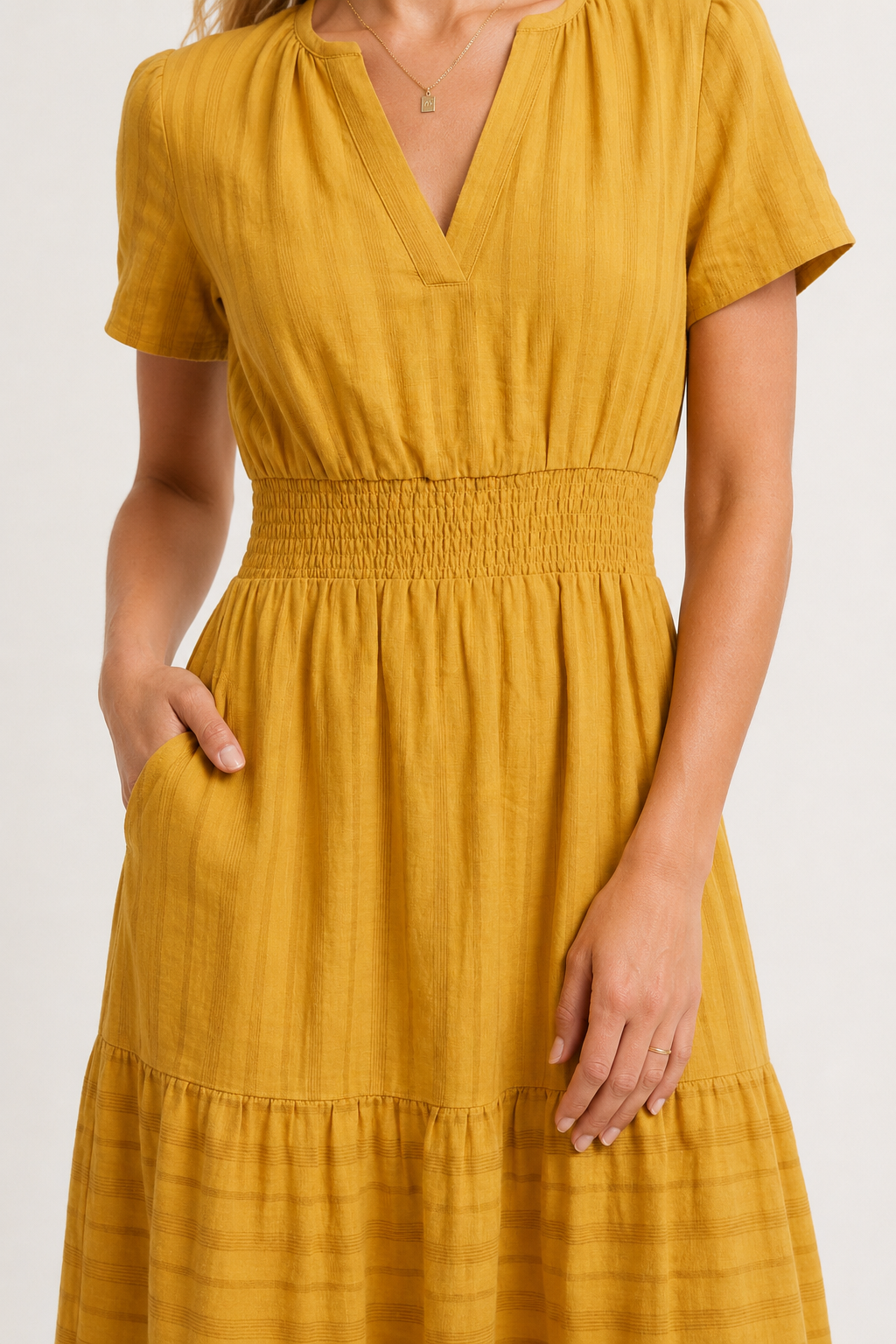 SINJA | Maxikleid mit Smokbund und Stufenrock