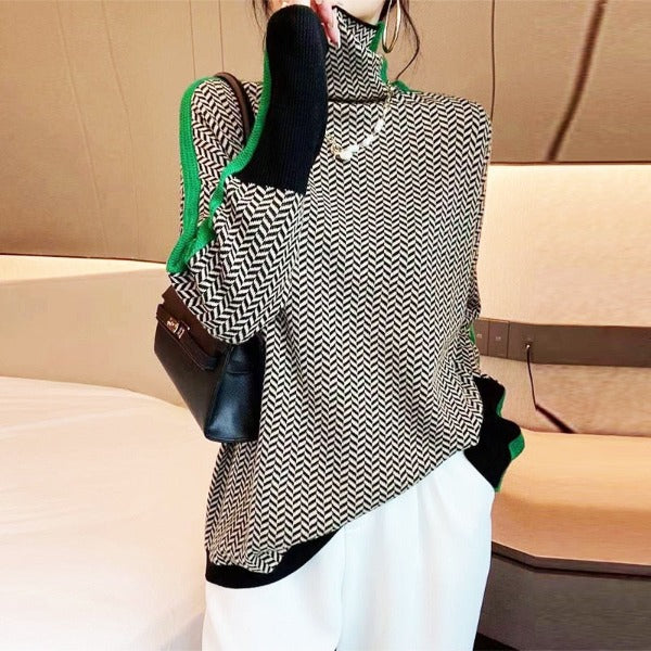 Lindemann Atelier | Malou – Rollkragenpullover mit Kontraststreifen