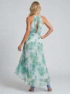 ELISE | Plissiertes Halter-Maxikleid