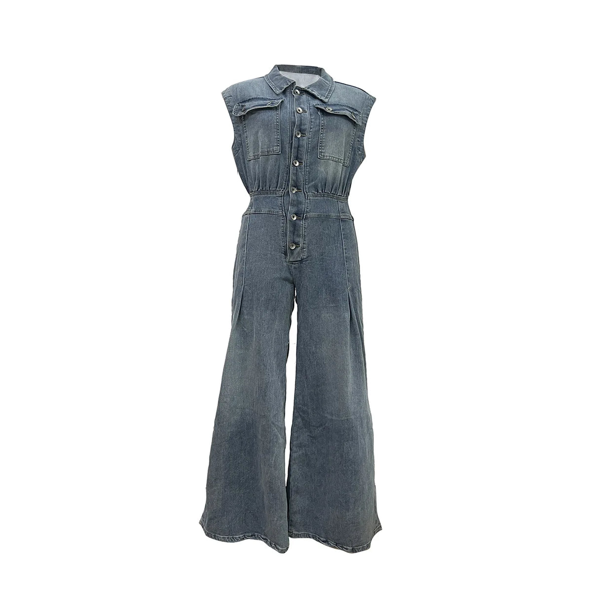 STELLA | Jeans-Jumpsuit mit Taillierung und weitem Bein
