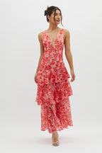 LISA | Florales Volant Maxi Kleid