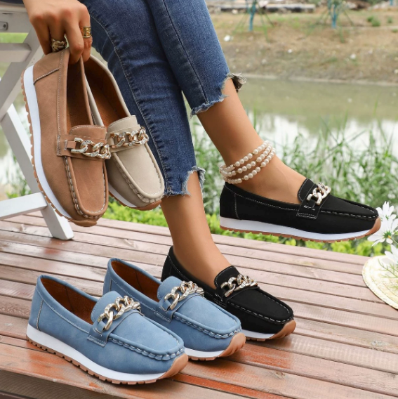 Elle - Orthopädische Loafer mit Diamant-Schnalle