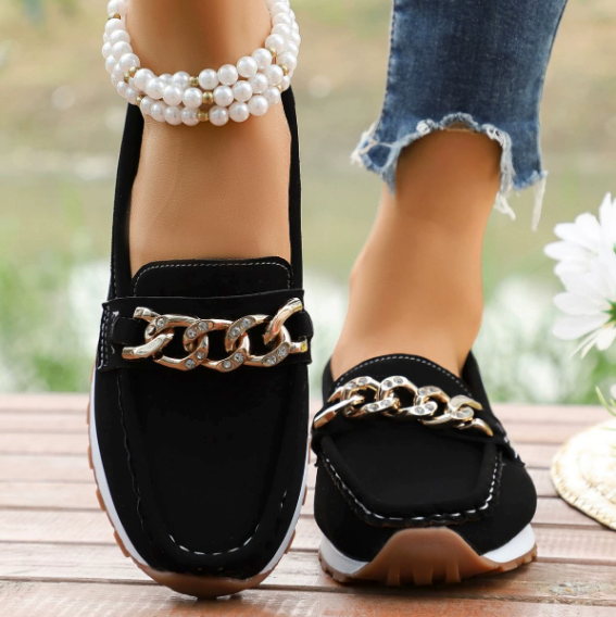 Elle - Orthopädische Loafer mit Diamant-Schnalle